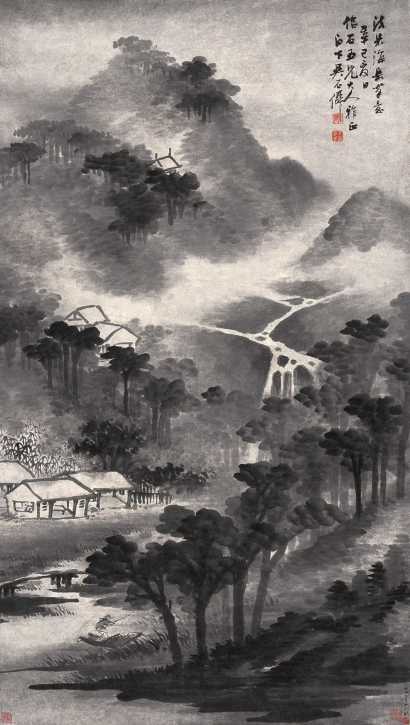 吴石僊 辛巳（1881年）作 山水 立轴